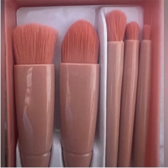 Mini Travel Makeup Brush 5 Piece Set in a Mirrored Compact Case, Pink - Picture 7 of 16